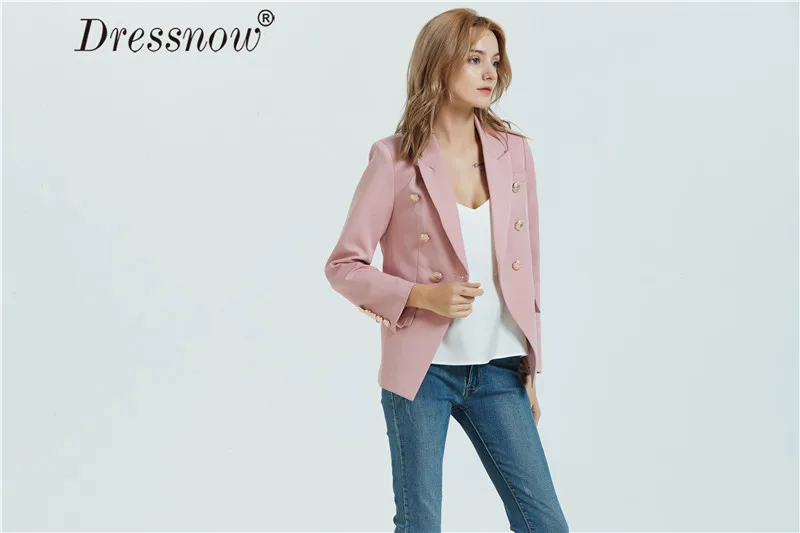 Dressnow женский двубортный Тонкий Блейзер Женский черный офисный костюм с длинным рукавом женский весенний и осенний модный блейзер
