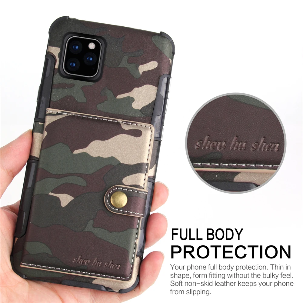 Чехол камуфляжного цвета для iPhone 11 11 Pro 11 Pro Max PU кожаная задняя крышка откидная подставка, гнездо для карточек кошелек чехол с фоторамкой