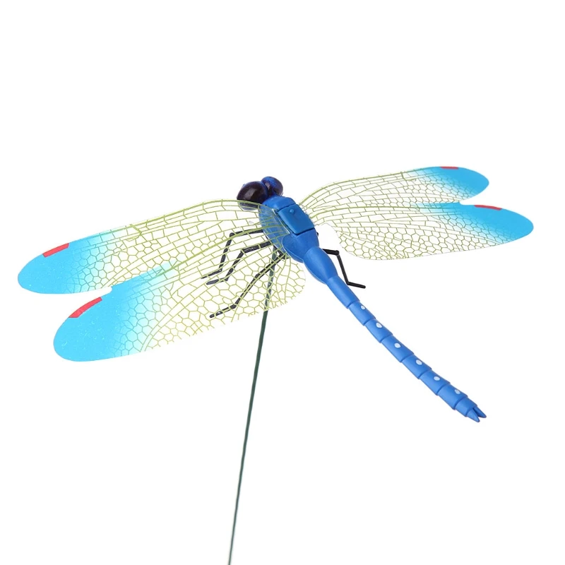 Colorful Fairy Dragonfly On Stick Ornament Home Garden Vase Lawn Art Craft Decor E65B