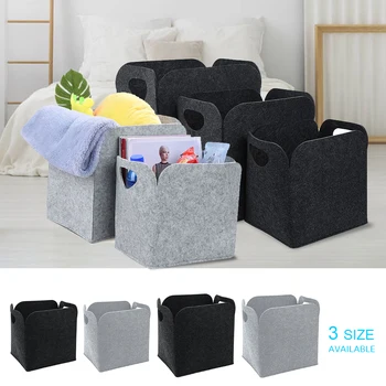 

1PCs Portable Felt Laundry Basket Clothes Toys Sundries Storage Basket Cloth Felt Storage Box Bedroom Socks Storage