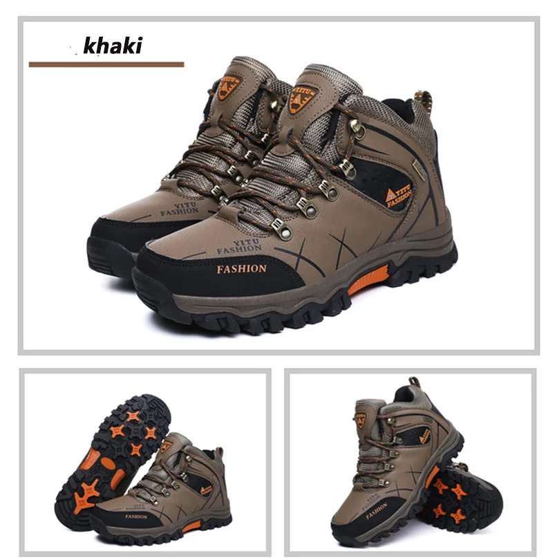 men high top hiking shoes waterproof trekking sneakers mens casual winter warm snow boots man mountain shoes for hunting boots