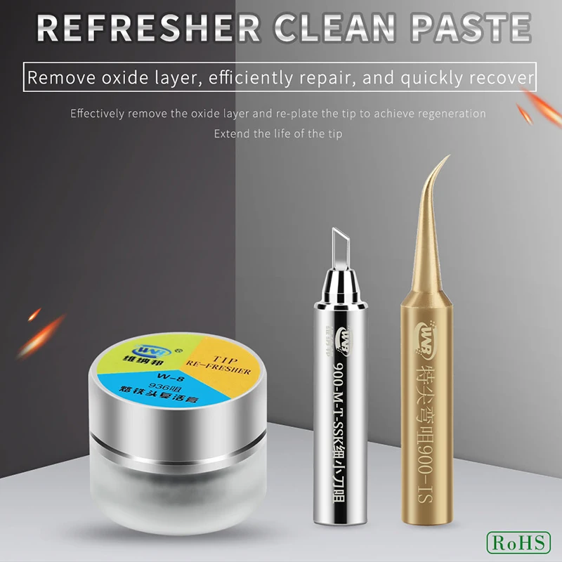 

3 IN 1 Lead-free 900M-T Soldering Tip Solder Iron Head Welding Sting With Soldering Tip Refresher Clean Paste Resurrection Cream