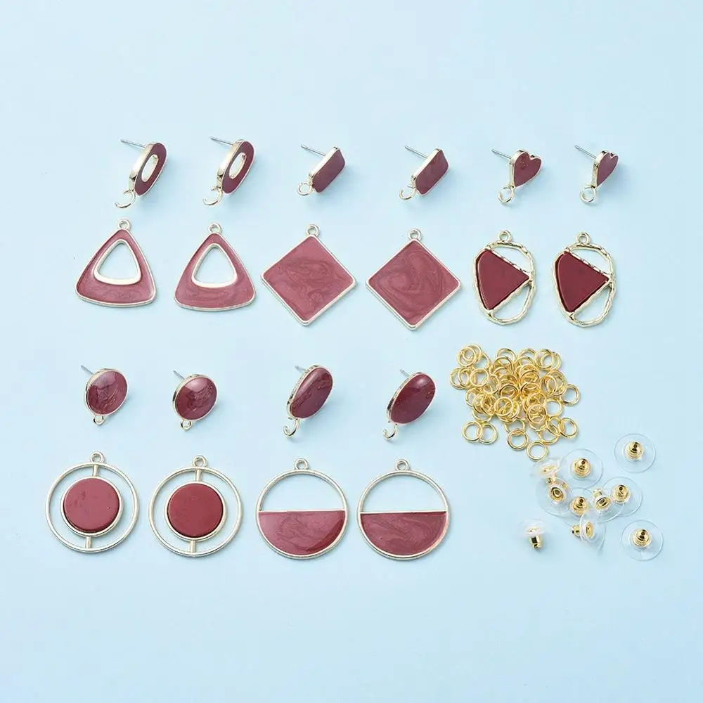 DIY Earring Making with Alloy Enamel Stud Findings Steel Pin Pendants Light Gold Mixed Shapes | Украшения и аксессуары