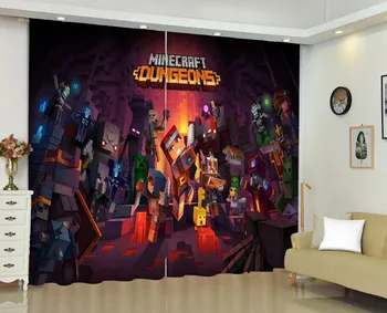 

Kid Bedroom Curtain Mining Pixels 3D Cartoon Window Curtain Game Figure Curtain Anime Hanging Living Room Office Home Decor Gift