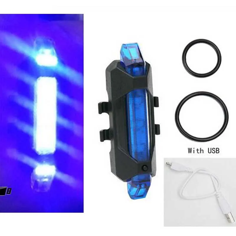 USB Перезаряжаемый велосипедный фонарь светодиодный задний светильник портативный светодиодный велосипедный светильник водонепроницаемый Предупреждение светильник - Color: Blue