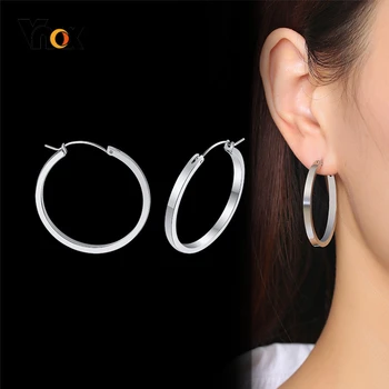 

Vnox Women's Basic Hoop Earrings Anti Allergy Stainless Steel Big Circle Earrings for Female Lady Birthday Party Jewelry