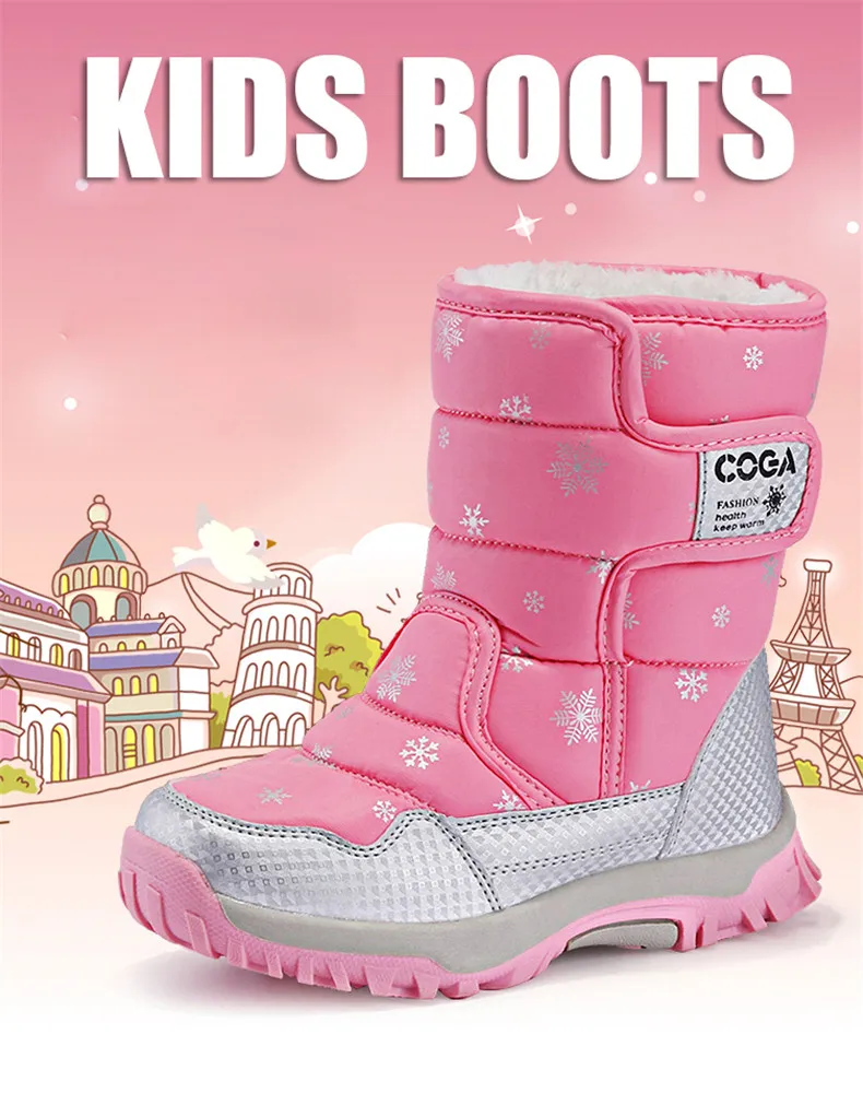 PINSEN 2019 Winter Kids Boots For Girls Boys Snow boots Parent-child shoes warm plush soft bottom Children Shoes Snow For Girls (1)