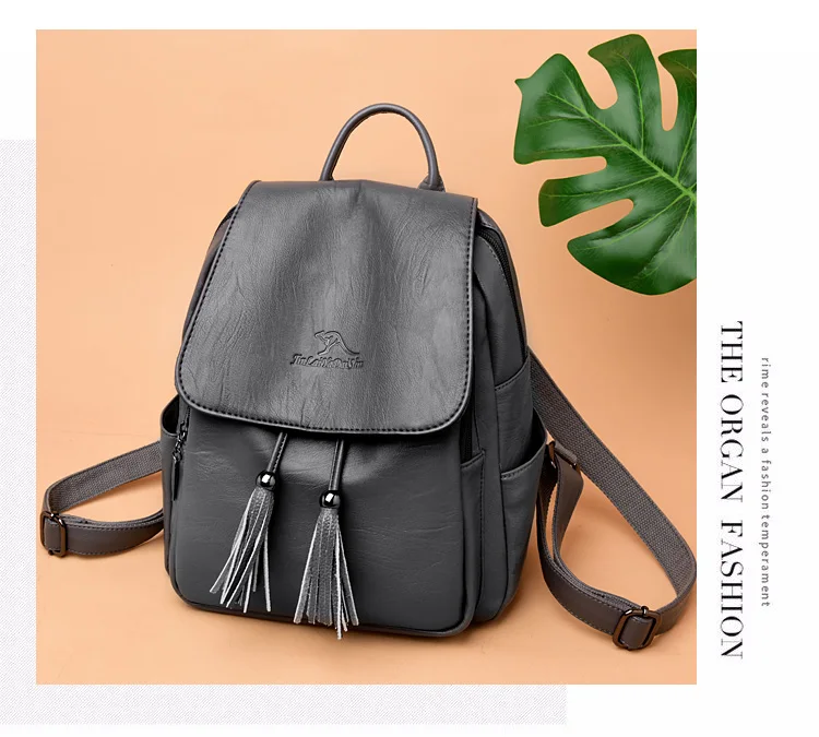 Модный женский рюкзак Mochilas из овечьей кожи с кисточками, Женская дорожная сумка, рюкзаки, школьные рюкзаки для девочек-подростков