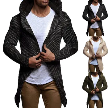 

Men's New Fashion Autumn Leisure Solid Color Hooded Knit Cardigan CoatAutumn Winter Boy Jobs Work Trendy Style Fashion