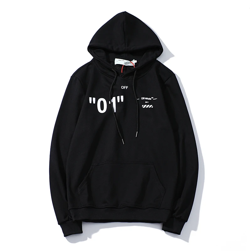 18SS OFF-WHITE OW "01" пара влюбленных моделей мужчин/женщин Осень Зима Хлопок Мода Повседневная Свободная Толстовка с капюшоном куртка