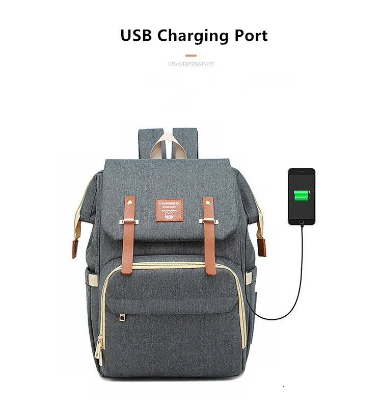 USB Пеленки сумки с Chaning Pad мама рюкзак папы большой емкости для беременных кормящих сумка водонепроницаемый подгузник сумка с крючком для коляски