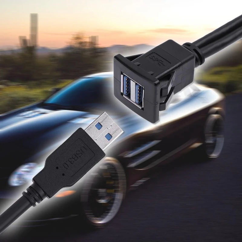 1 м двойной USB 3,0 A папа к USB 3,0 A мама Автомобильная панель скрытого крепления Удлинительный кабель