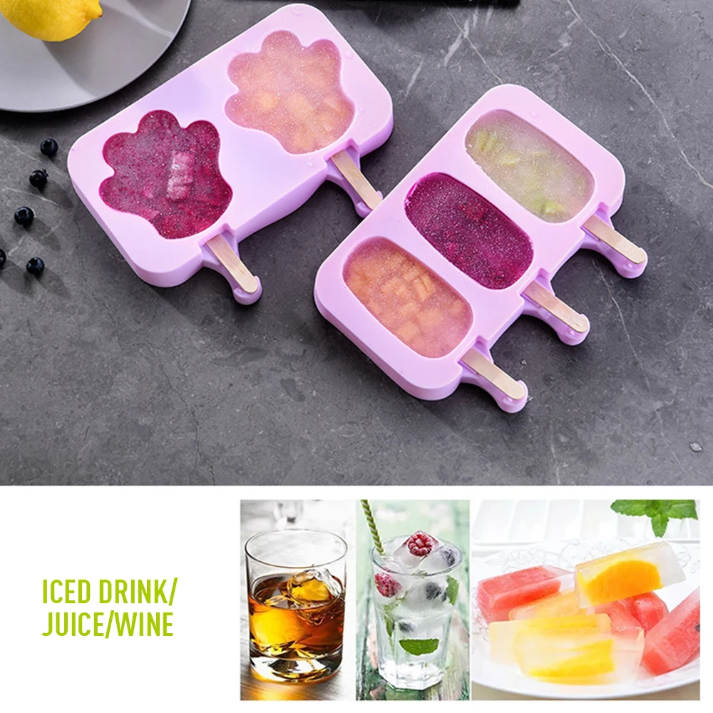 

Silicone Ice Cream Mold Cute Ice Cube Tray Popsicle Maker Mould Cartoon Ice Cream Jelly Popsicle Tray with 50 Pcs Sticks