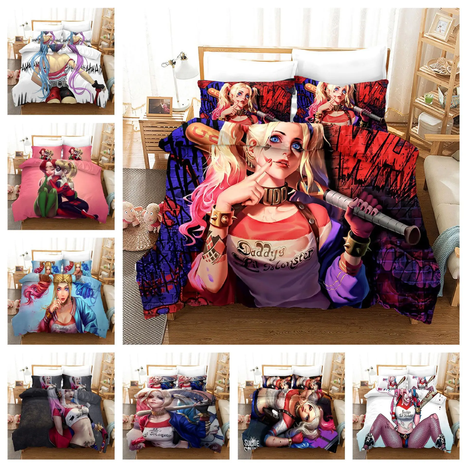 Suicide Squad Harley Quinn 3D Bedding Set Queen Size Duvet Cover pillowcase set comforter cover set bedclothes Home Textiles