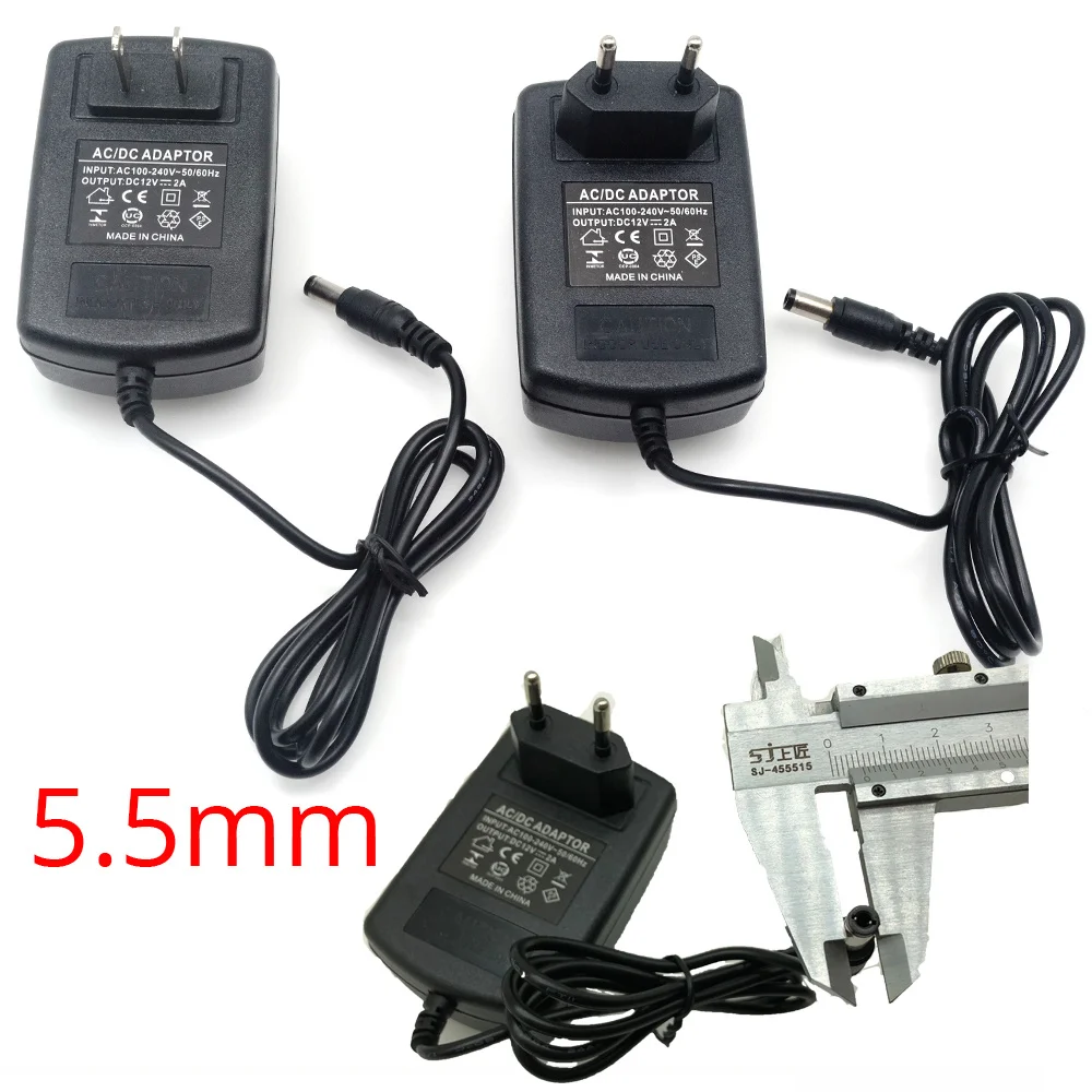 Hviero LED Power Supply Charger Transformer Adapter AC 110V 240V EU US Plug DC 12V 2A Power Charger For 3528 2835 5050 3014 Strip Light