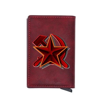 

CCCP Sickle Hammer Five-Pointed star Soviet Union National Emblem Digital Printing Card Holder Women Leather Wallet