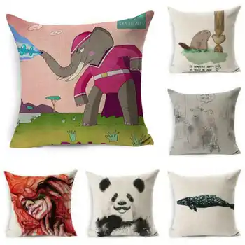 

Animal Pattern Cotton Linen Pillowcase Cushion Case Soft Back Cushion Room Home Decor