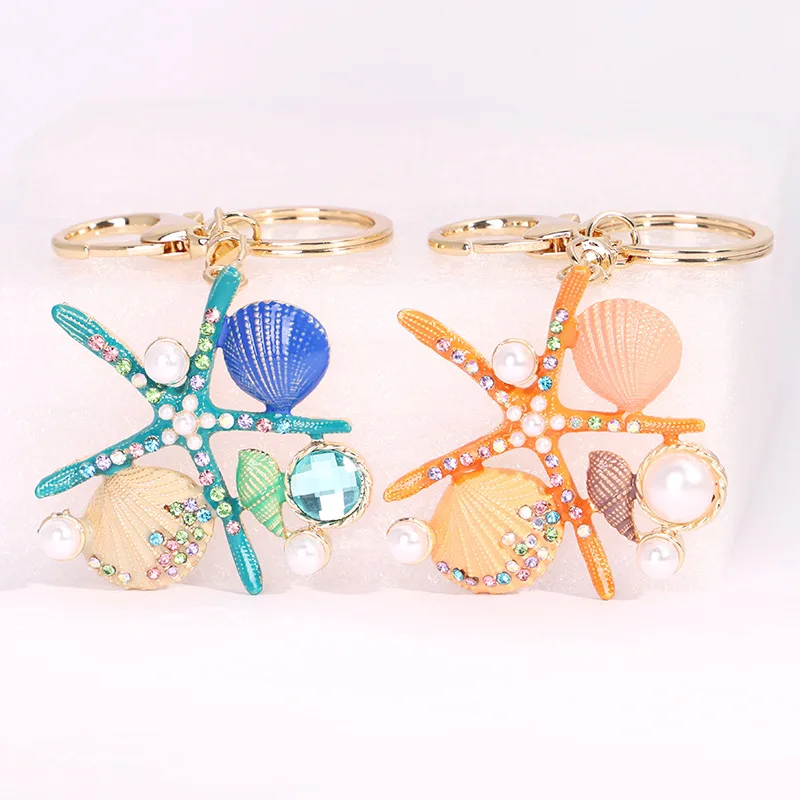 Мультяшные Стразы-эмаль Морская жемчужина-ракушка-Морская звезда брелок со