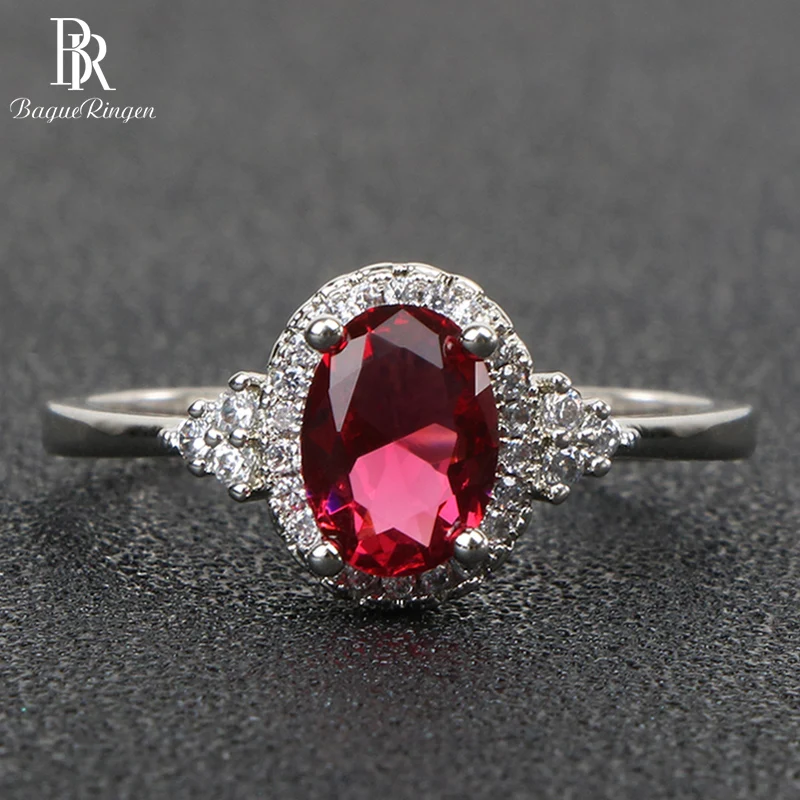 Bague Ringen Silver 925 Rings for Women Fine Jewelry with Gemstones Oval Ruby Zircon Fashion Anniversary Female Gift Wholesale Bague Ringen Silver 925 Rings for Women Fine Jewelry with Gemstones Oval Ruby Zircon Fashion Anniversary Female Gift Wholesale