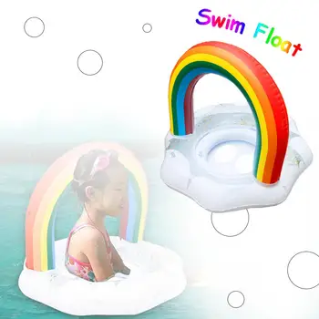 

Kids Swim Float Rainbow Swimming Ring Thickened Lifebuoy For Babies Toddlers