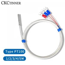 Stainless Steel PT100 Temperature Sensor Thermocouple with 0.5/1/2/3/4/5M Cable Temperature sensing high temperature waterproof