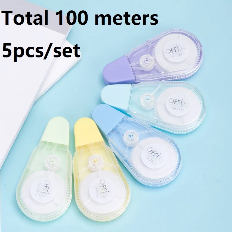 

5pcs/set 100M Super Long Correction Tape Macaron Colors Sticky Roller Tapes Modify Mistake Homework Written Error Students 71459