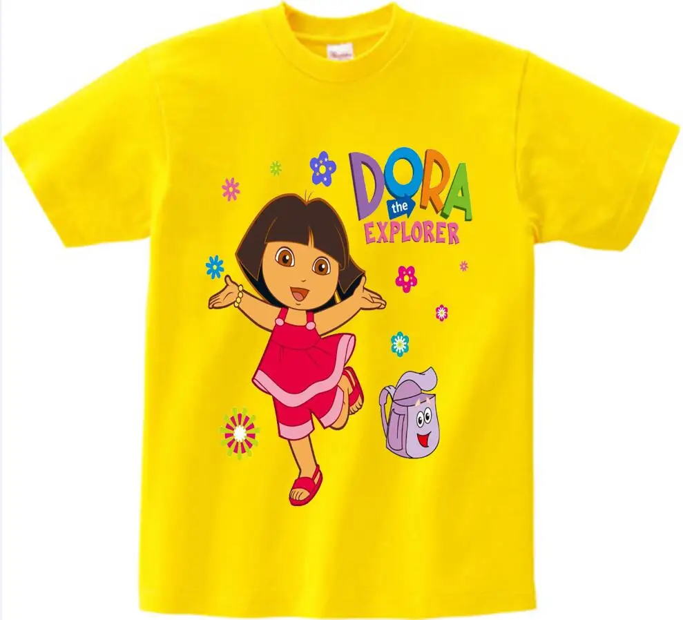 childreT-shirt Модная хлопковая летняя одежда принцессы футболка Забавный топ для девочек футболки для детей ясельного возраста, футболки с рисунком Доры, футболки для маленьких девочек NN - Цвет: childreT-shirt