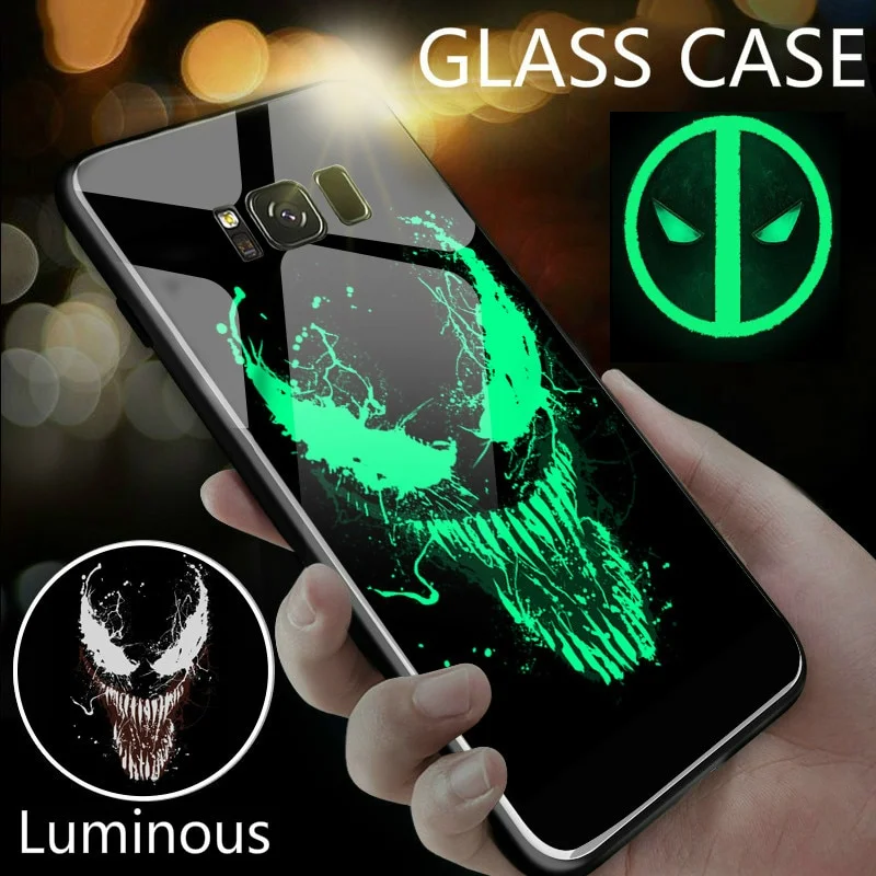 

Luminous Tempered Glass Phone Case Hard Back Cover for IPhone XR XS X 8 7 6 Plus Iphone 8 Plus Cases