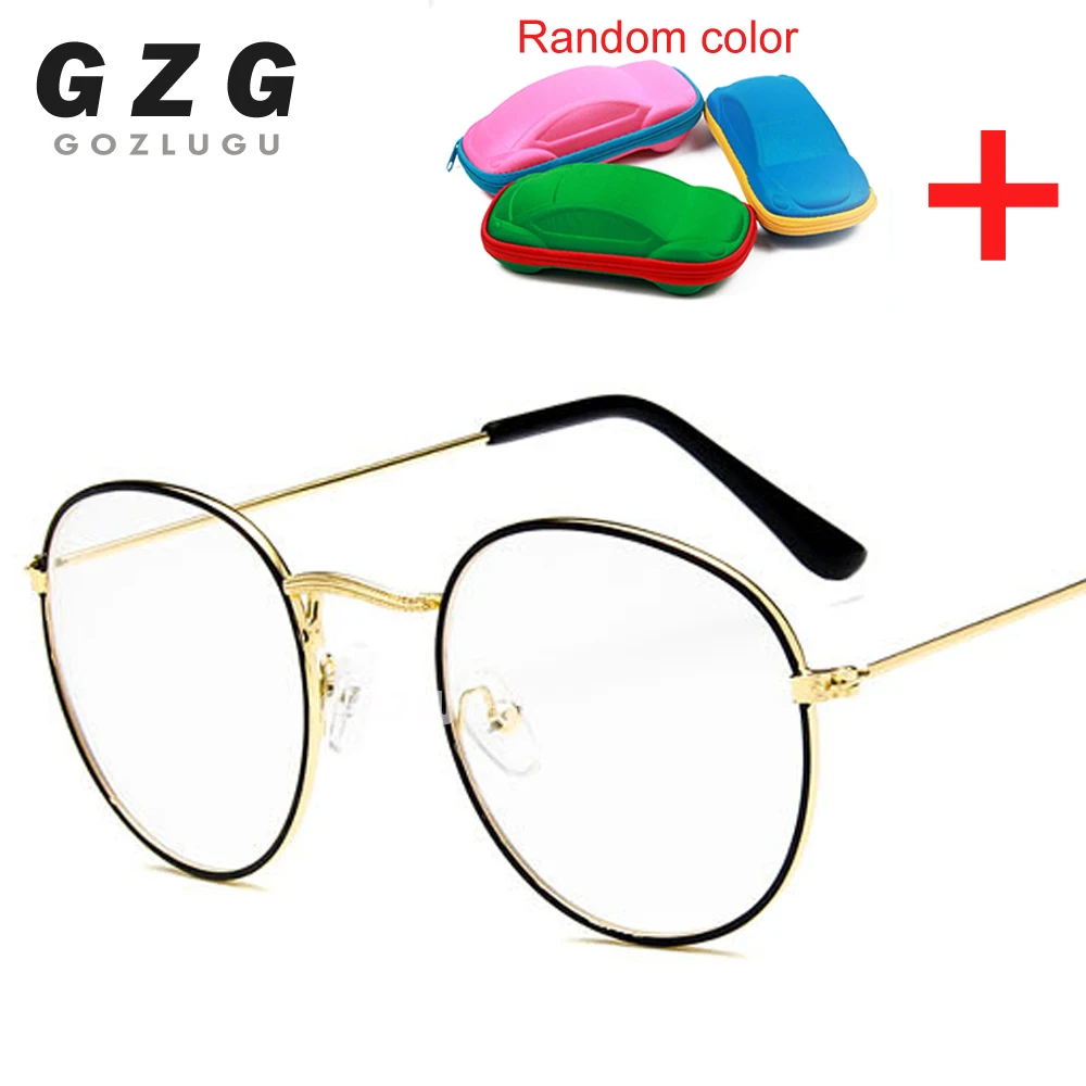 Дизайнер женские стеклянные es оптические оправы металлические круглые стеклянные es оправы прозрачные линзы очки черное серебро золото Стекло для глаз с коробкой