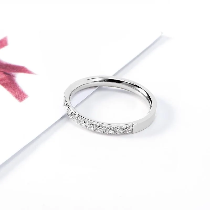 Yun ruo Pave Zirconia Пара Кольца розовое золото цвет модные титановые стальные ювелирные изделия подарок на день рождения женщина никогда не выцветает Прямая