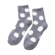 Женские хлопковые носки с волнистым узором коралловые бархатные осенне-зимние Новые Теплые бархатные плотные домашние махровые носки Теплые повседневные носки