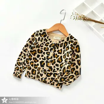

Children Kids Sweater Autumn Spring Baby Girl Cardigan Leopard Print Casual Outerwear Coat Clothes 18M-6T