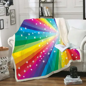 

Rainbow Blanket Stars Plush Throw Blanket Rainbow Stripe Blanket Sherpa Fleece Blanket Bed Couch Fleece Blanket Boy Girl Blanket