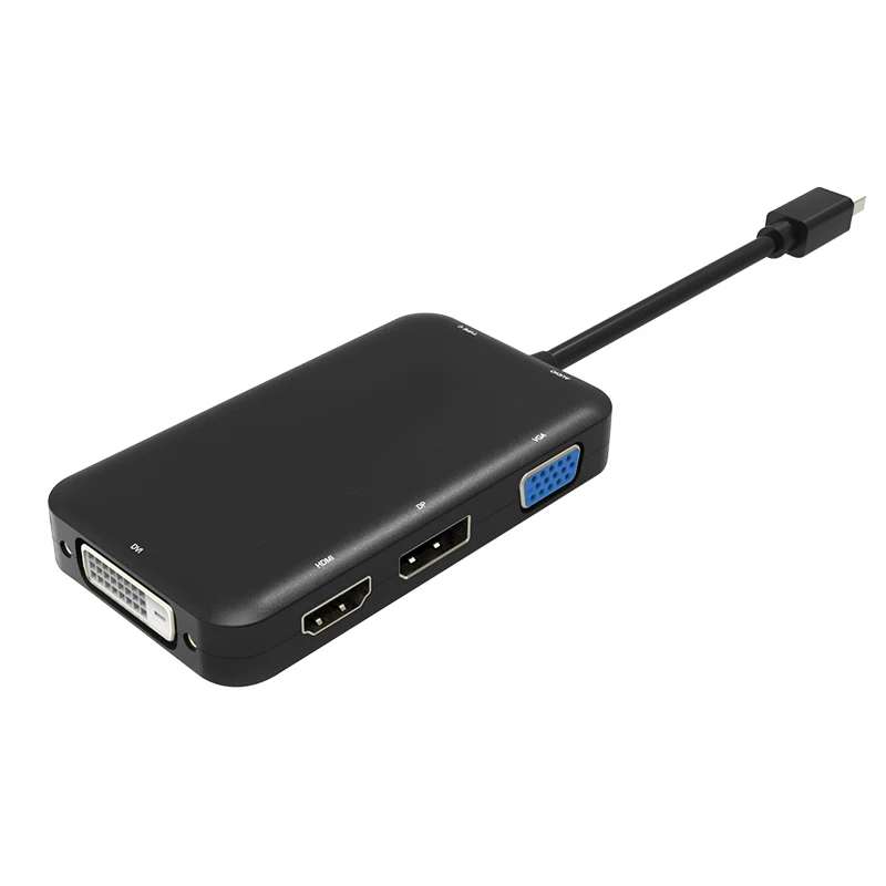 4-в-1 USB-C к VGA, HDMI, DVI DP Hub адаптер для ПК ноутбук Тетрадь GV99