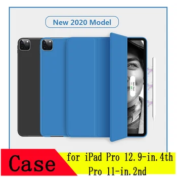

Smart Case with Pencil Holder Multi- Fold PU Silicone A2228 A2229 Funda Capa for IPad Pro 12.9-in. 4th Gen Pro 11 Inch 2nd 2020