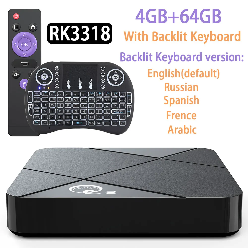 4G64G Keyborad Android 9,0 Q2 tv box 2 Гб оперативной памяти, 16 Гб встроенной памяти, 32 ГБ, 64 ГБ, set top tv box Netflix Youtube 2,4G Wi-Fi 4K Play Store tv box - Цвет: 4G64G Keyborad