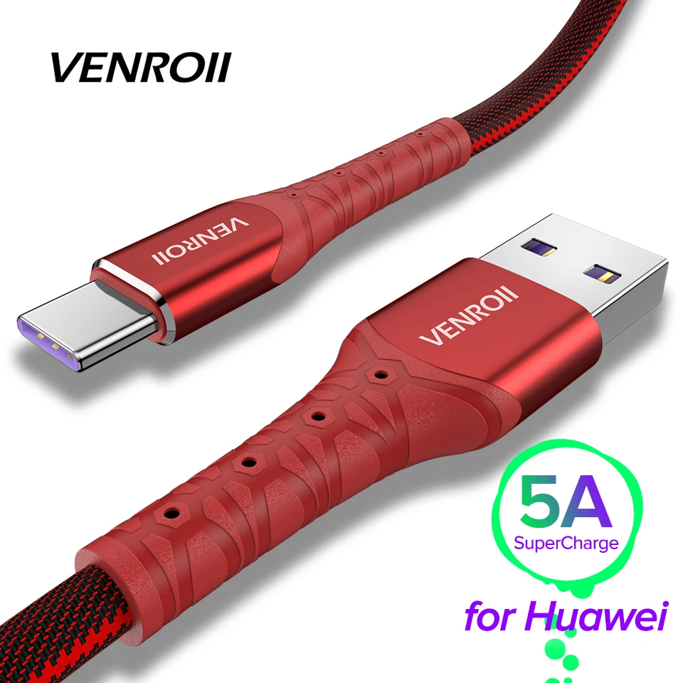 Venroii USB C быстрый заряд кабеля для Honor 20 V10 Pro зарядки Кабо 5А SuperCharge type шнур huawei P30 P20