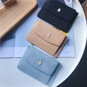 

Coin Purse Female Short Buckle Student Small Coin Purse Card Wallet Wallet Wallet Luxury Purse Small Wallet Card Wallet