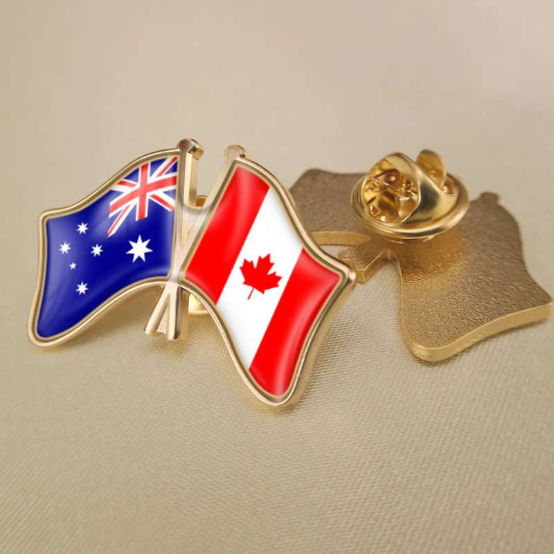 Australia and Canada Crossed Double Friendship Flags Brooch Badges Lapel Pins | Украшения и аксессуары
