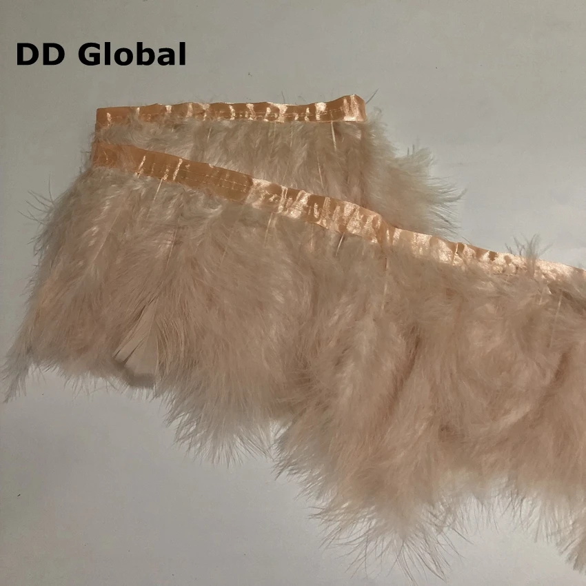 champagne DD global 2 метра мятный зеленый крашенный шелк «Марабу» отделка 15-20 см Ширина Перья Кружева Планки украшения для рождественской вечеринки Карнавал Плюм - Цвет: champagne