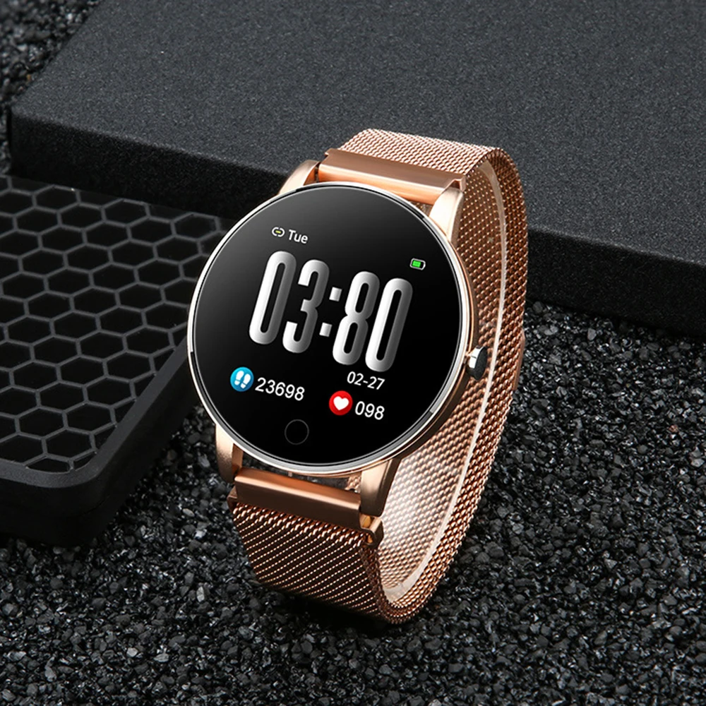 

Centechia Y9 Smart Watch IP67 Waterproof Heart Rate Monitor Blood Pressure Smartwatch Men Women Slim Metal Body Milanese Strap