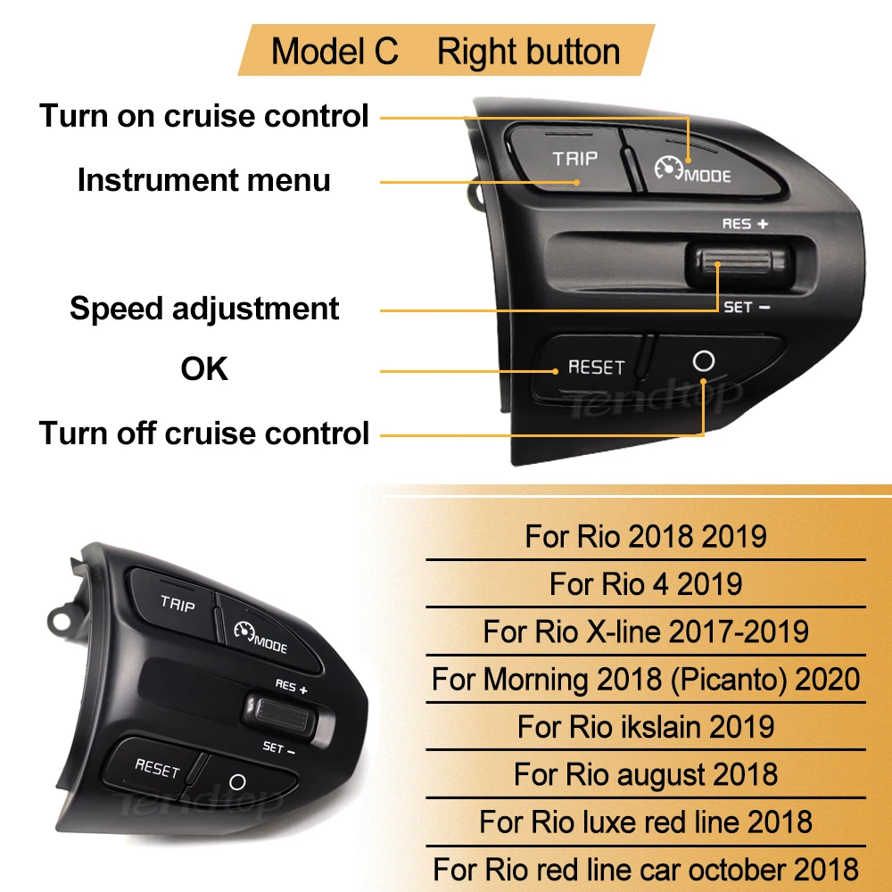 Multifunction Steering Wheel Bluetooth Fixed Speed Cruise Control Button Audio Switch for Kia K2 RIO X-LINE RIO 4