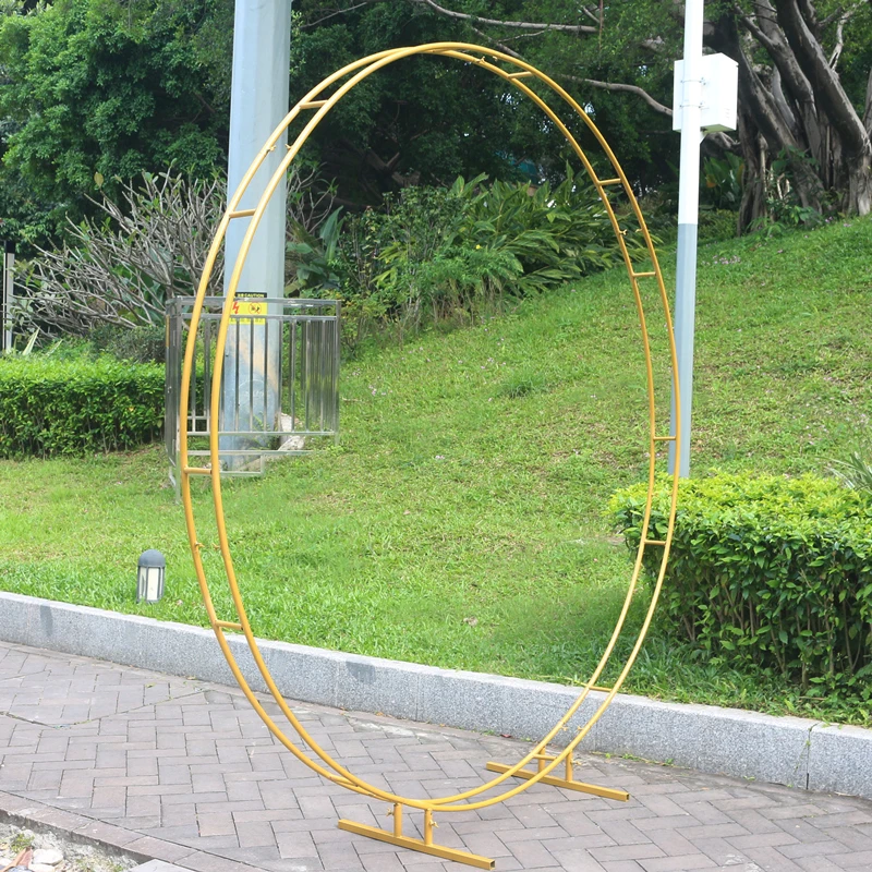 JAROWN Wedding Party Props Backdrop Iron Arch Stand Decor Double Round Ring Arch Frame Decorative Flower Arch Door Decoration (8)