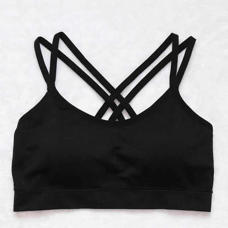 Women's Solid Color Cross Straps Beautiful Black Breathable Tube Tops Sport Yoga Bras Fitness accessories bralette plus size Women's Solid Color Cross Straps Beautiful Black Breathable Tube Tops Sport Yoga Bras Fitness accessories bralette plus size