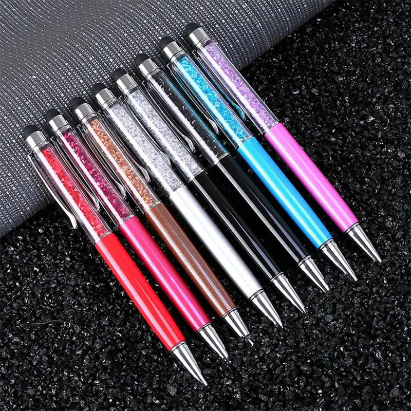 

8PCS Random Colorful Crystal Pen Diamond Ballpoint Pens Fashion Creative Stylus Touch Pen Novelty Gift Office Material School
