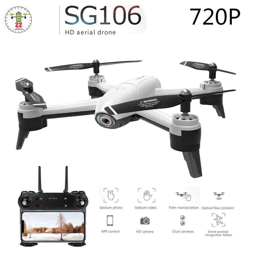 SG106 Радиоуправляемый Дрон оптический поток 1080P 4K HD Двойная камера в реальном времени воздушная видео Радиоуправляемый квадрокоптер самолет позиционирование игрушки RTF дети - Цвет: 720P single camera