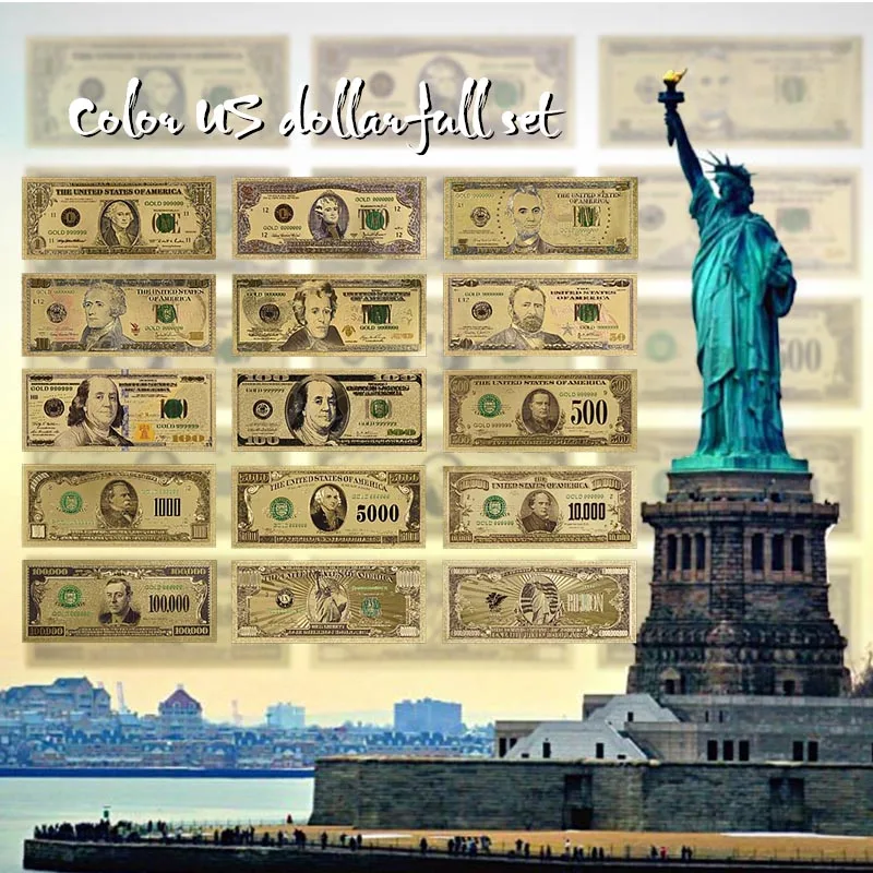 Oro Banconota Set 1,2, 5,10, 20,50, 100, 500,1000, 5000,10000, 100000,1 Milioni Di Euro, 1 Miliardi E Nuovo Usd100 Us Nota Banca Banconota Da Un Dolla