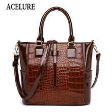ACELURE, женская сумка, роскошная, высокое качество, Классическая, крокодиловый узор, сумка, брендовая, дизайнерская, большая, вместительная, через плечо, сумка-мессенджер