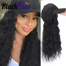 Black Star Hair Synthetic Long Wave Baseball Cap with Hair Brown Black Wavy Women Wig Hats with Hair Wavy Extensions for Women