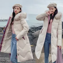 Корейская Новинка зимняя куртка женская однотонная с капюшоном с длинным рукавом Ультра Легкая женская куртка на утином пуху свободная негабаритная Женская длинная парка